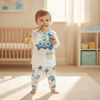 Erkek Bebek Pamuklu Kumaş Happy Time Baskılı 2'li Takım CB1111