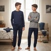 Genç Erkek Pamuklu 2 Adet 2'li Pijama Takımı BB2485