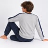 Genç Erkek Pamuklu Yakası Düğmeli Cepli Hediyelik Gri Melanj - Lacivert Renk Alt Üst Pijama Takımı AL003 V2 BB2435