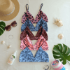 Kadın Balensiz Desteksiz Üçgen Bralet 5 Renk 5'li Paket Leopar Mavi Pembe Çiçek Geometri Desenli Sütyen BB2818