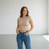 Kadın Bisilet Yaka Kısa Kollu Basic Tshirt BB2497