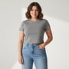 Kadın Bisilet Yaka Kısa Kollu Basic Tshirt BB2497