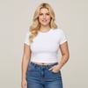 Kadın Bisilet Yaka Kısa Kollu Basic Tshirt BB2497