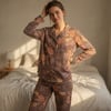 Kadın Giyim Önden Düğmeli Baskılı Pijama Takımı BB2671
