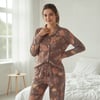 Kadın Giyim Önden Düğmeli Baskılı Pijama Takımı BB2671