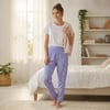 Kadın Likralı Mor Lila Desenli Saten Pijama Altı BB2610