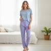 Kadın Likralı Mor Lila Desenli Saten Pijama Altı BB2610