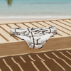 Kadın Plaj Giyim Ekru Kahve Desenli Önü Çapraz Bikini Alt BB2560