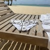 Kadın Plaj Giyim Ekru Kahve Desenli Önü Çapraz Bikini Alt BB2560