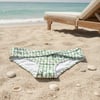 Kadın Plaj Giyim Ekru Yeşil Desenli Önü Çapraz Bikini Alt BB2554