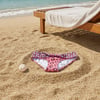 Kadın Plaj Giyim Gül Kurusu Çiçek Desenli Önü Çapraz Bikini Alt BB2562