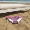 Kadın Plaj Giyim Gül Kurusu Çiçek Desenli Bikini Alt BB2561