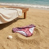 Kadın Plaj Giyim Gül Kurusu Çiçek Desenli Önü Çapraz Bikini Alt BB2562
