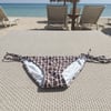 Kadın Plaj Giyim Kahverengi Desenli İpli Bikini Alt BB2582
