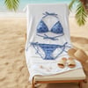 Kadın Plaj Giyim Mavi Desenli Bikini Takım BB2635