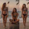 Kadın Plaj Giyim Siyah Renk Desenli Bikini Üst BB2573