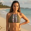 Kadın Plaj Giyim Yeşil Renk Desenli Bikini Üst BB2572