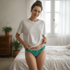 Kadın Plaj Giyim Yeşil Renk Puantiyeli Bikini Alt BB2623