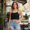Kadın Triko Askılı Siyah Renk Büstiyer BB2741