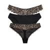 Kadın Tül Dantel Kumaş Leopar Desen 3'lü Paket Slip String set BB2850