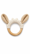 Yino Amigurumi Kuzu Ahşap Diş Kaşıyıcı Krem