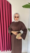 Bel Bağlamalı Oysh Elbise | Kahverengi