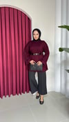 Bel Bağlamalı Oysh Tunik | Bordo