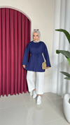 Bel Bağlamalı Oysh Tunik | Lacivert