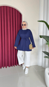 Bel Bağlamalı Oysh Tunik | Lacivert