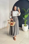 Beli Lastikli Cepli Etek | Haki