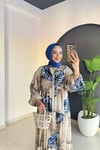 Desenli̇ Elbi̇se | Ekru & Mavi̇