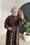 Desenli Elbise | Kahve