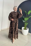 Desenli Elbise | Kahve