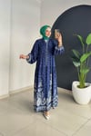Desenli Elbise | Lacivert & Beyaz