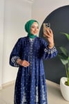 Desenli Elbise | Lacivert & Beyaz