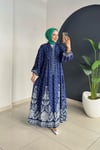 Desenli Elbise | Lacivert & Beyaz