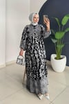 Desenli Elbise | Siyah