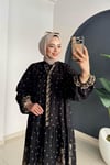 Desenli Elbise | Siyah & Taş