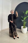 Desenli Elbise | Siyah & Taş