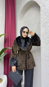 Desenli Kürklü Ceket | Kahverengi-Siyah