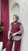 Ekose Gömlek Detaylı Takım | Bordo