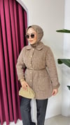 Kemerli Tüylü Ceket | Açık Kahve / Camel