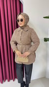 Kemerli Tüylü Ceket | Açık Kahve / Camel