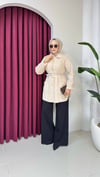 Kemerli Tüylü Ceket | Bej