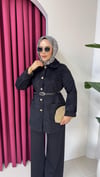 Kemerli Tüylü Ceket | Siyah