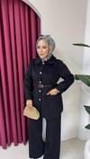Kemerli Tüylü Ceket | Siyah