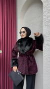 Leo Desenli Kürklü Ceket | Vişne-Siyah