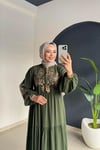 Nakışlı Elbise | Haki