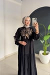 Nakışlı Elbise | Siyah