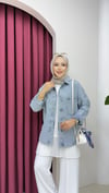 Parıltılı Kot Ceket | Açık Mavi